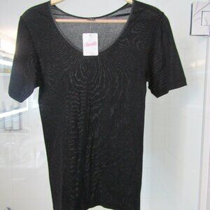 OSCALITO Sheer Light Weight Black 100% Cotton T Shirt--Size 4 ( Large) NWT's